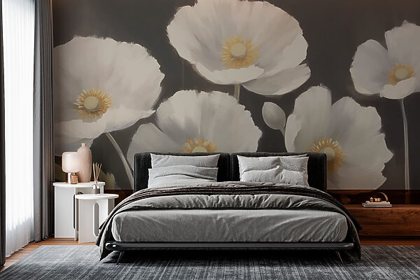 Malerei von weißen Blumen Malerei von weißen Blumen
