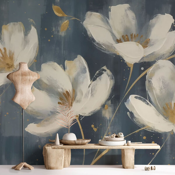 Malerei von weißen Blumen Malerei von weißen Blumen