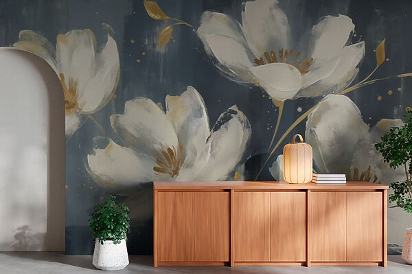 Malerei von weißen Blumen Malerei von weißen Blumen