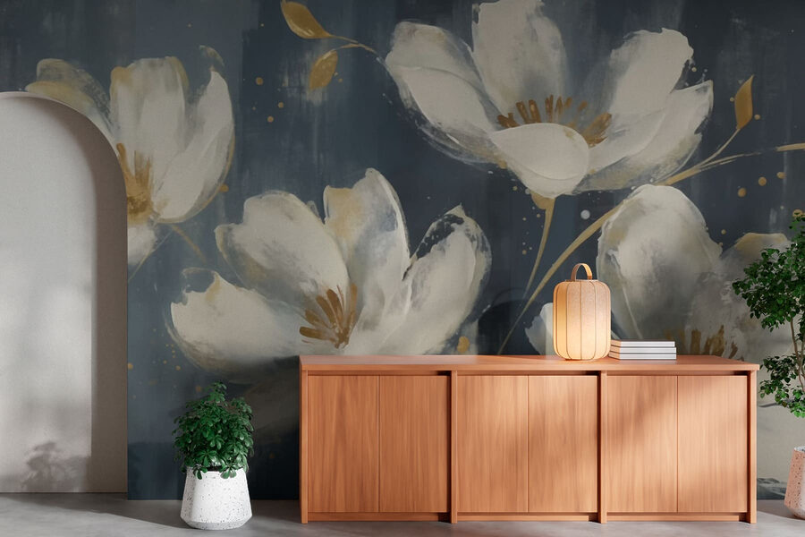 Malerei von weißen Blumen Malerei von weißen Blumen