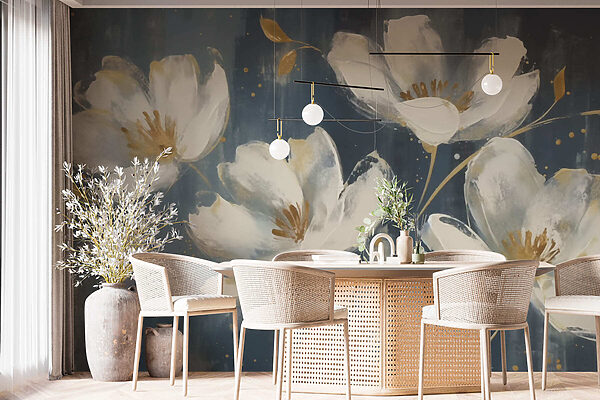 Malerei von weißen Blumen Malerei von weißen Blumen