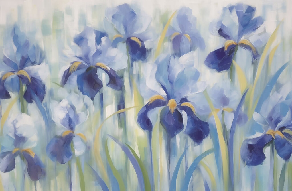 Malerei von blauen Blumen Malerei von blauen Blumen