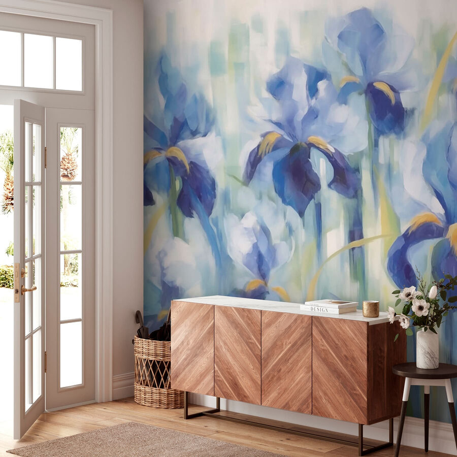 Malerei von blauen Blumen