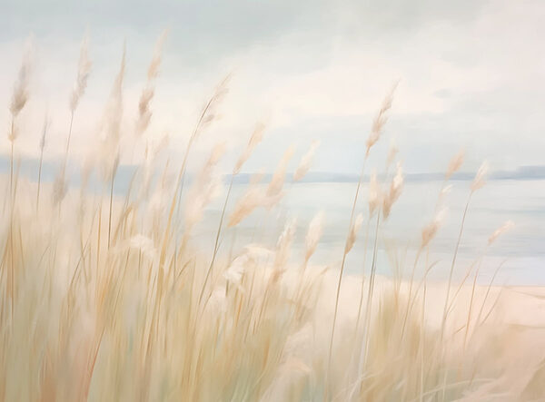 Hohes Gras mit einem Gewässer im Hintergrund Hohes Gras mit einem Gewässer im Hintergrund