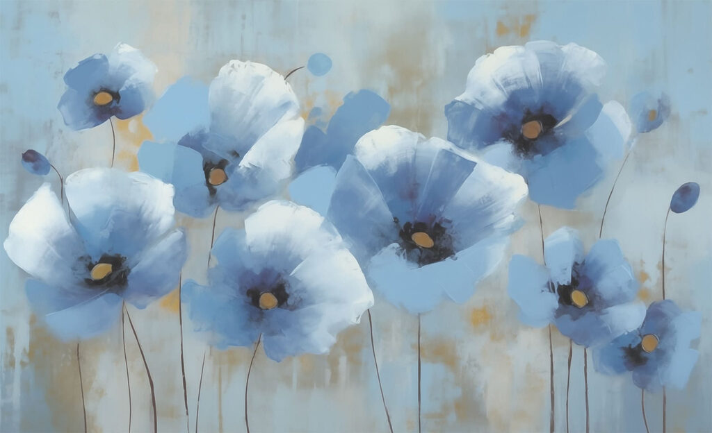Malerei von blauen Blumen Malerei von blauen Blumen
