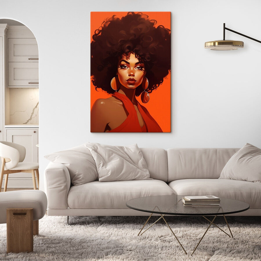 Frau mit großem Afro-Haar und Ohrringen Frau mit großem Afro-Haar und Ohrringen