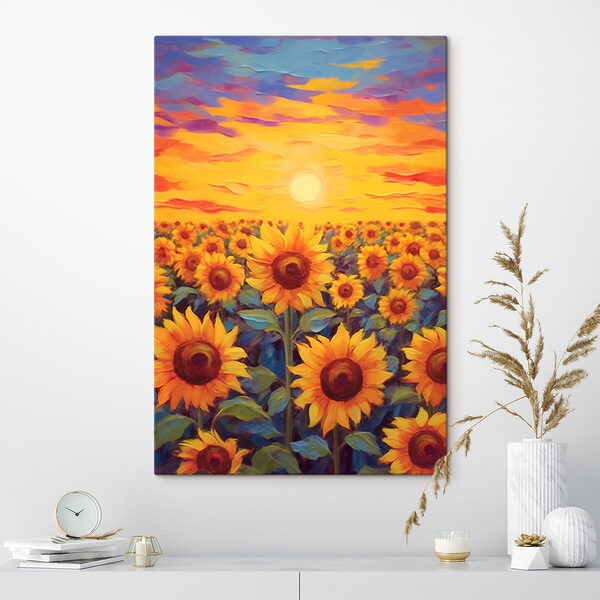 Gemälde von Sonnenblumen auf einem Feld Gemälde von Sonnenblumen auf einem Feld