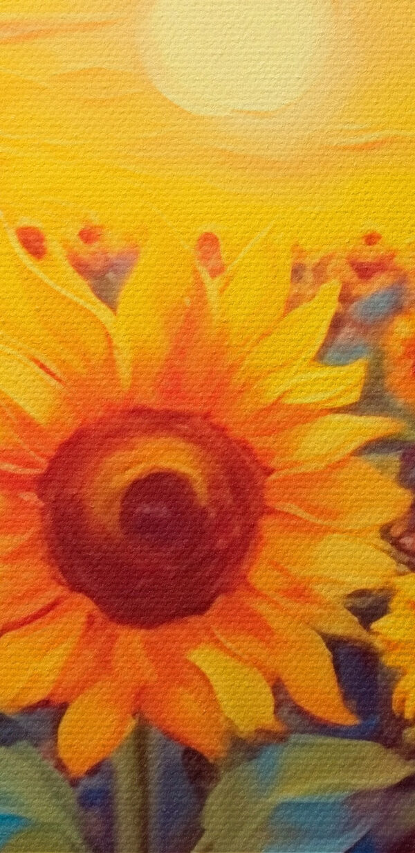 Gemälde von Sonnenblumen auf einem Feld Gemälde von Sonnenblumen auf einem Feld