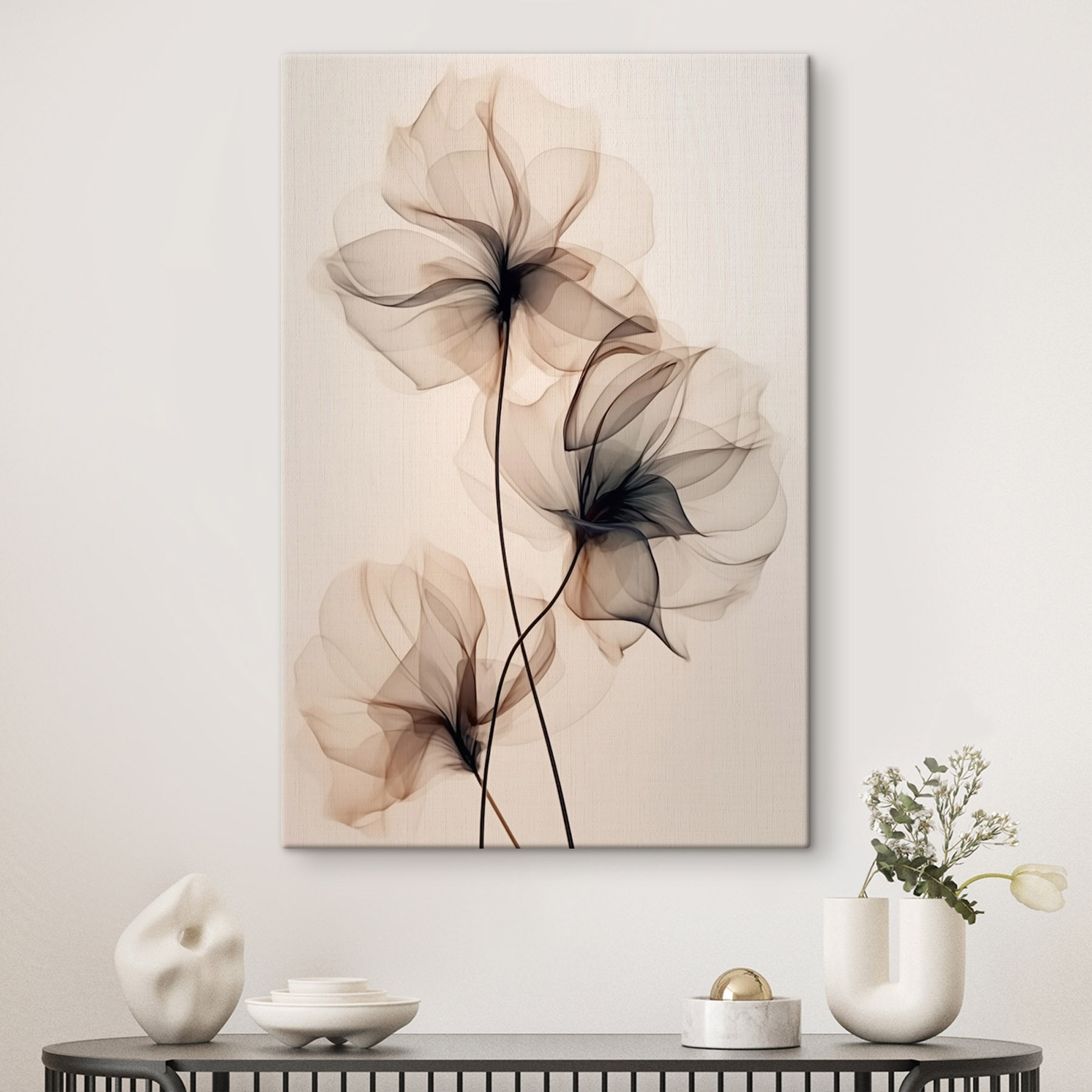 Delicate flow of translucent flowers