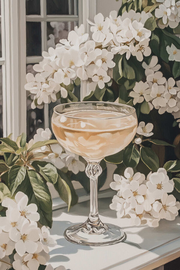 Ein Glas Wein neben den Blumen Ein Glas Wein neben den Blumen