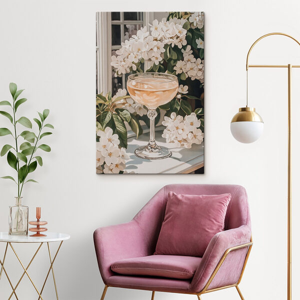 Ein Glas Wein neben den Blumen Ein Glas Wein neben den Blumen