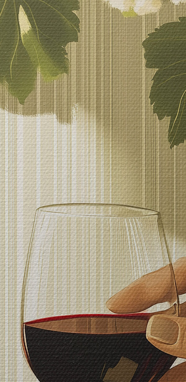 Eine Hand hält ein Glas Wein neben einer Flasche Wein Eine Hand hält ein Glas Wein neben einer Flasche Wein