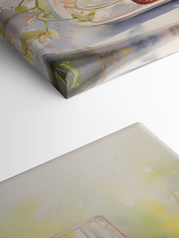 Aquarellmalerei von zwei Gläsern Champagner und Erdbeeren auf einem Tablett Aquarellmalerei von zwei Gläsern Champagner und Erdbeeren auf einem Tablett