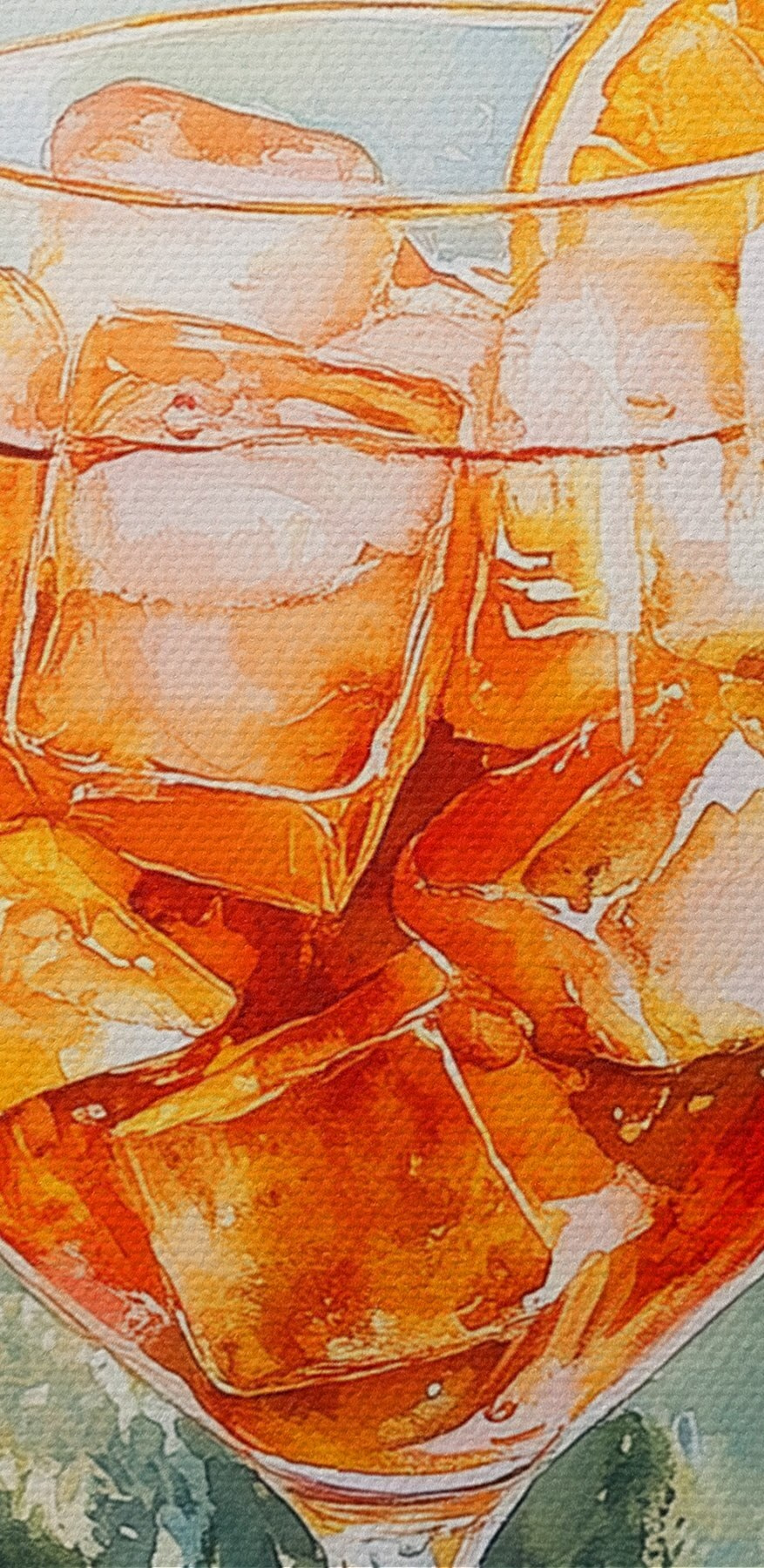 Glas mit Eis und Orangen