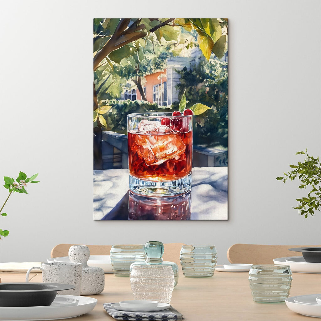 Glass of ice and cherries