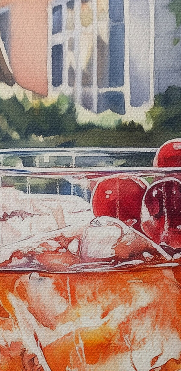 Glas mit Eis und Kirschen Glas mit Eis und Kirschen