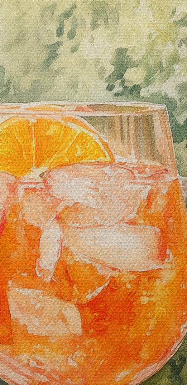 Glas Orangensaft mit Eis und Orangen aus einem Fenster Glas Orangensaft mit Eis und Orangen aus einem Fenster