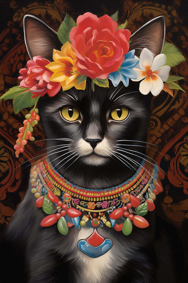 Katze mit Blumenkrone Katze mit Blumenkrone