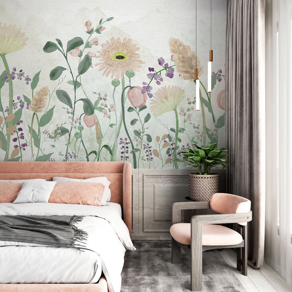 Painting of flowers and leaves