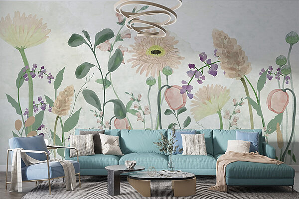 Malerei von Blumen und Blättern Malerei von Blumen und Blättern