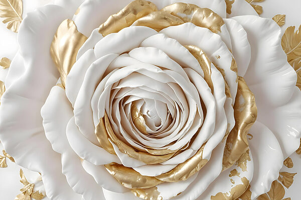 Exquisite Blumenkunst in Weiß und Gold Exquisite Blumenkunst in Weiß und Gold