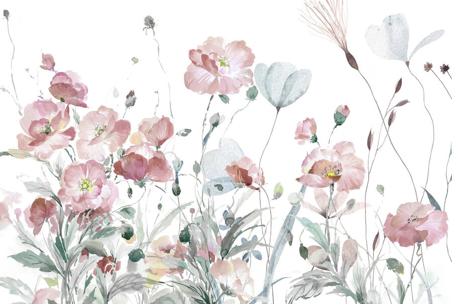 Gemälde mit rosa Blumen