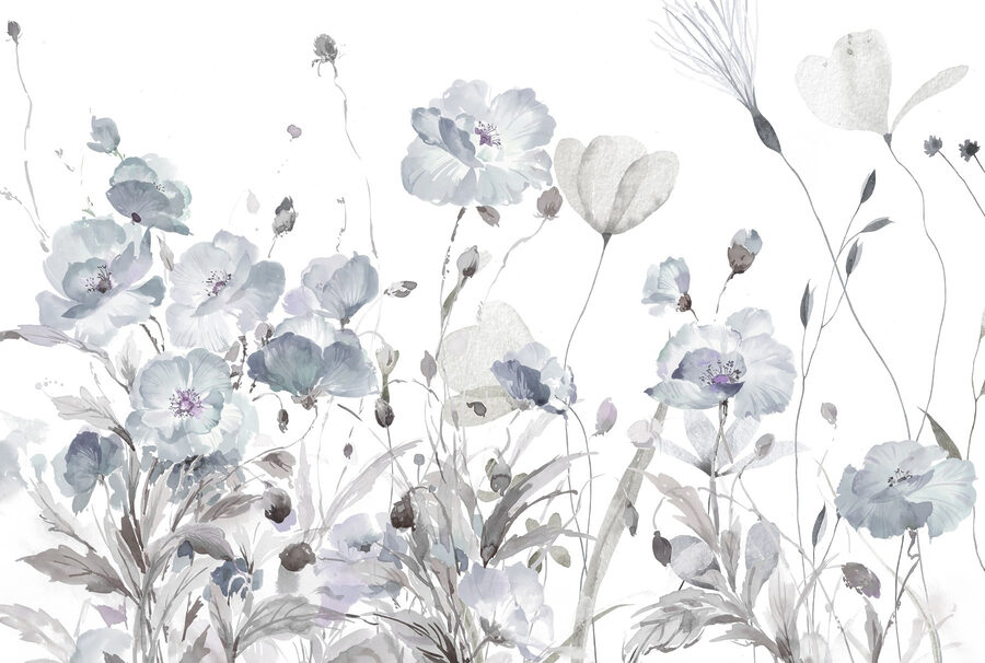 Gemälde von Blumen auf weißem Hintergrund Gemälde von Blumen auf weißem Hintergrund