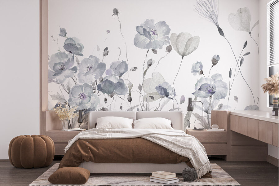 Gemälde von Blumen auf weißem Hintergrund Gemälde von Blumen auf weißem Hintergrund
