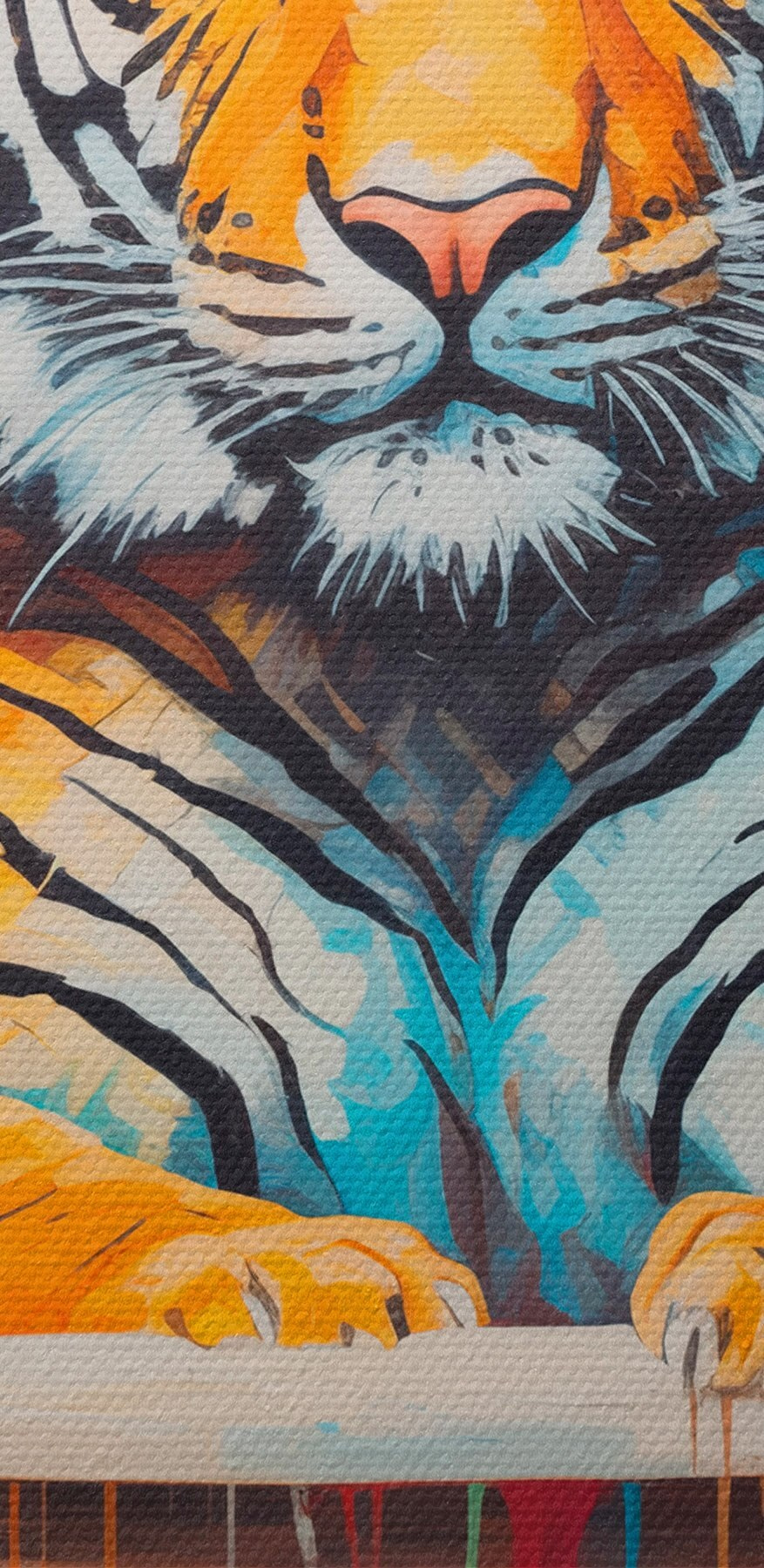 Gemälde eines Tigers in einer geblümten Wanne