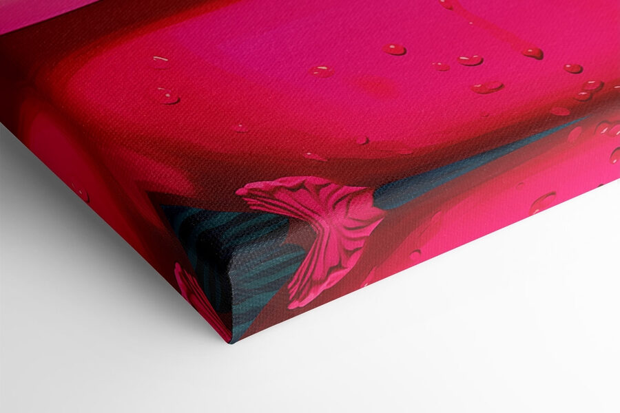 Gepard in einer rosa Wanne mit Pflanzen