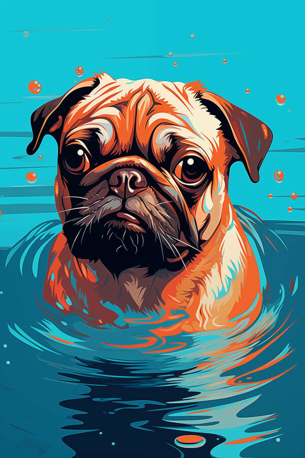 Hund im Wasser mit Blasen Hund im Wasser mit Blasen