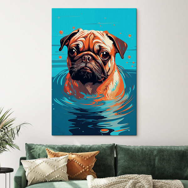 Hund im Wasser mit Blasen Hund im Wasser mit Blasen