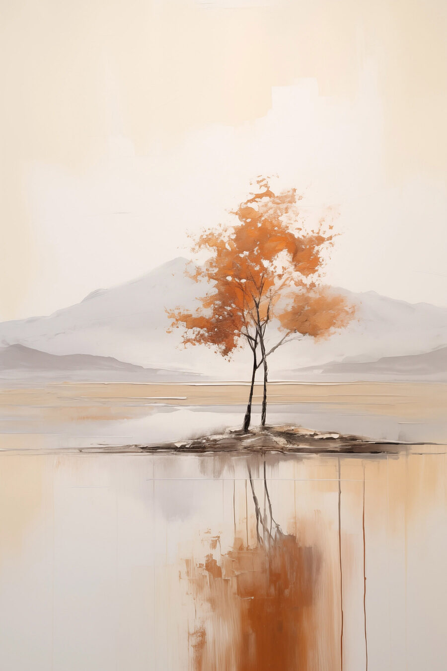 Baum auf einer Insel im Wasser