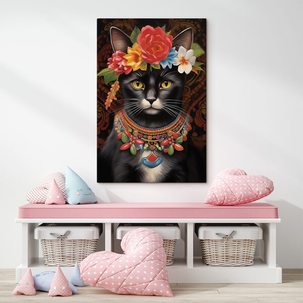 Katze mit Blumenkrone Katze mit Blumenkrone