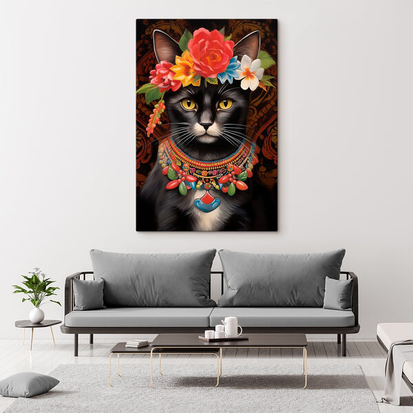 Katze mit Blumenkrone Katze mit Blumenkrone