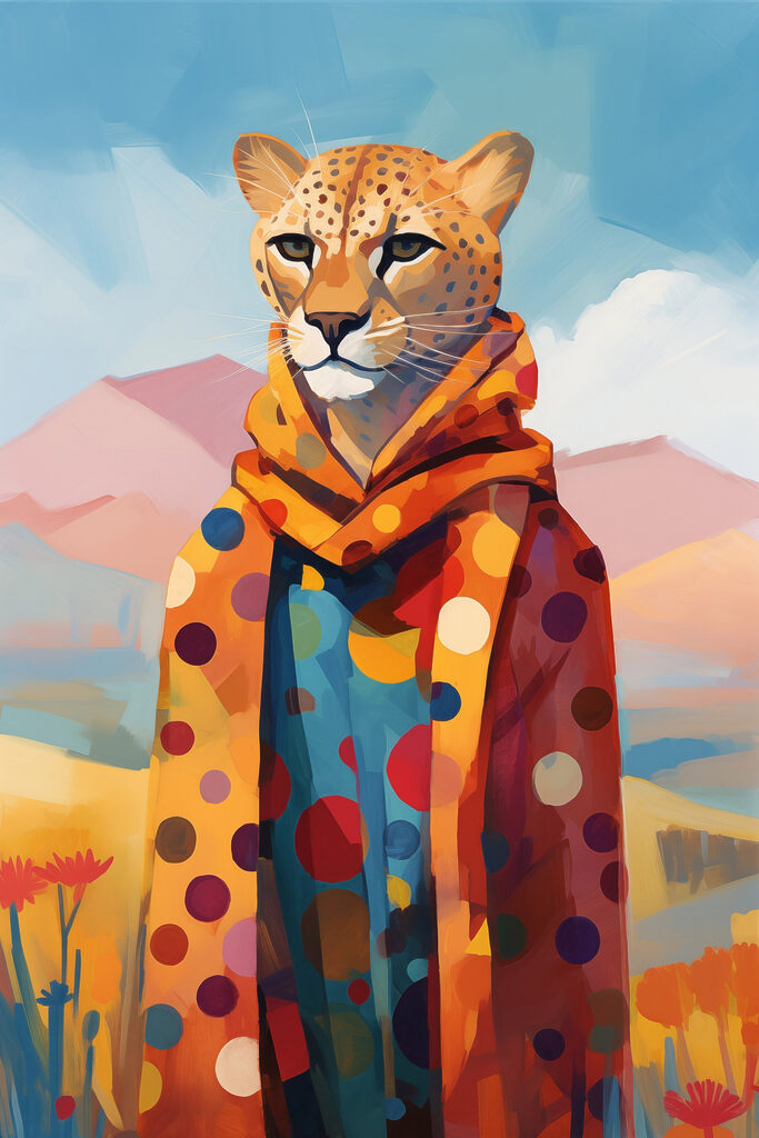 Cheetah wearing a scarf