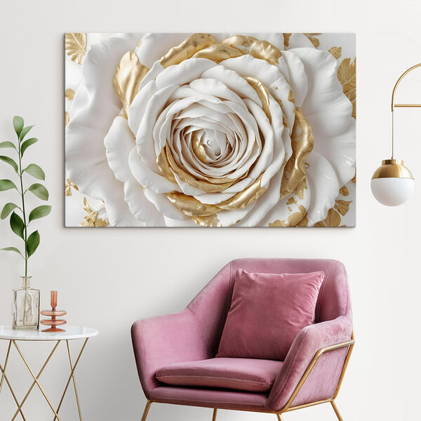 Exquisite Blumenkunst in Weiß und Gold Exquisite Blumenkunst in Weiß und Gold
