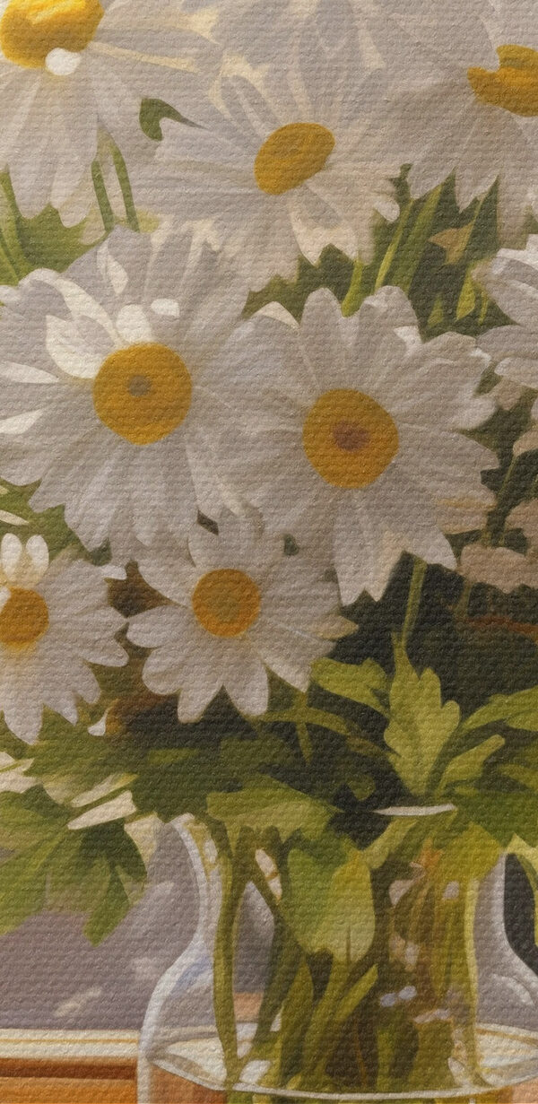 Blumenstrauß aus Gänseblümchen in einer Glasvase Blumenstrauß aus Gänseblümchen in einer Glasvase