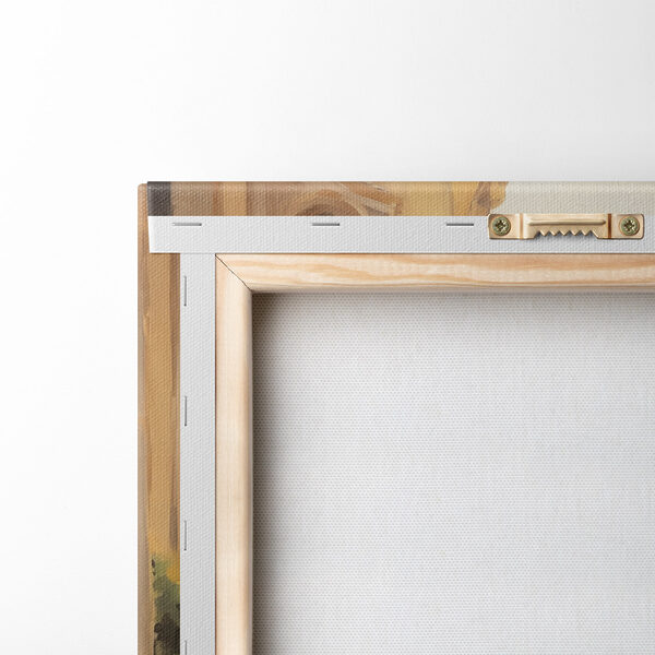 Painting of a balcony overlooking a body of water