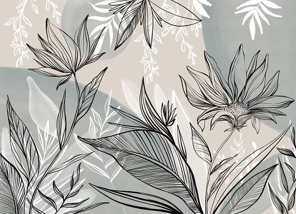 Zeichnung von Blumen und Blättern Zeichnung von Blumen und Blättern