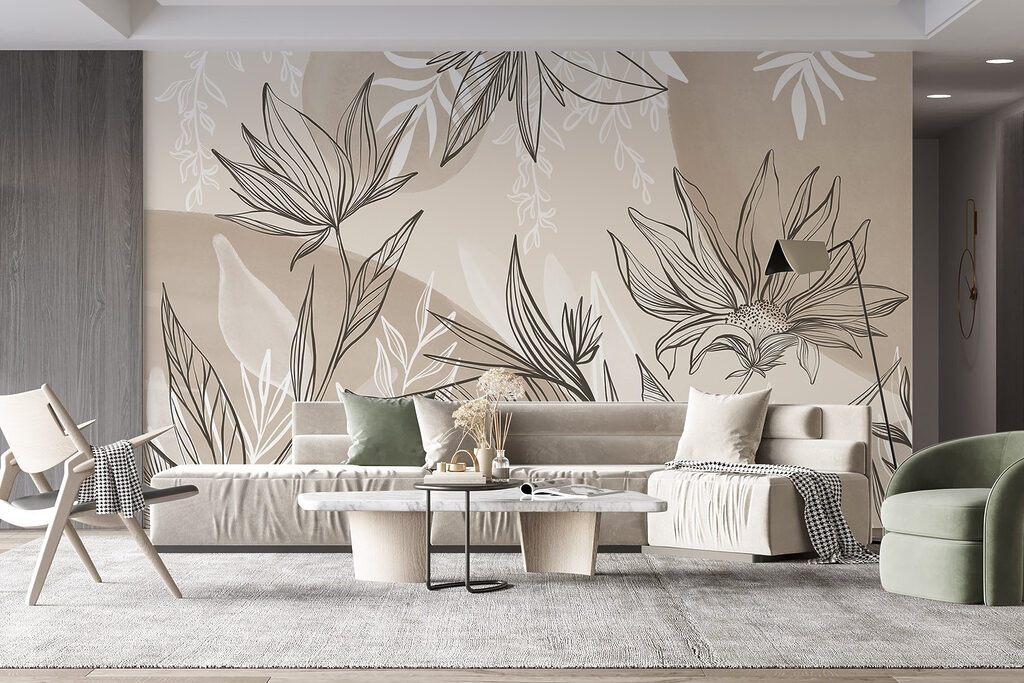 Delicate floral line art design