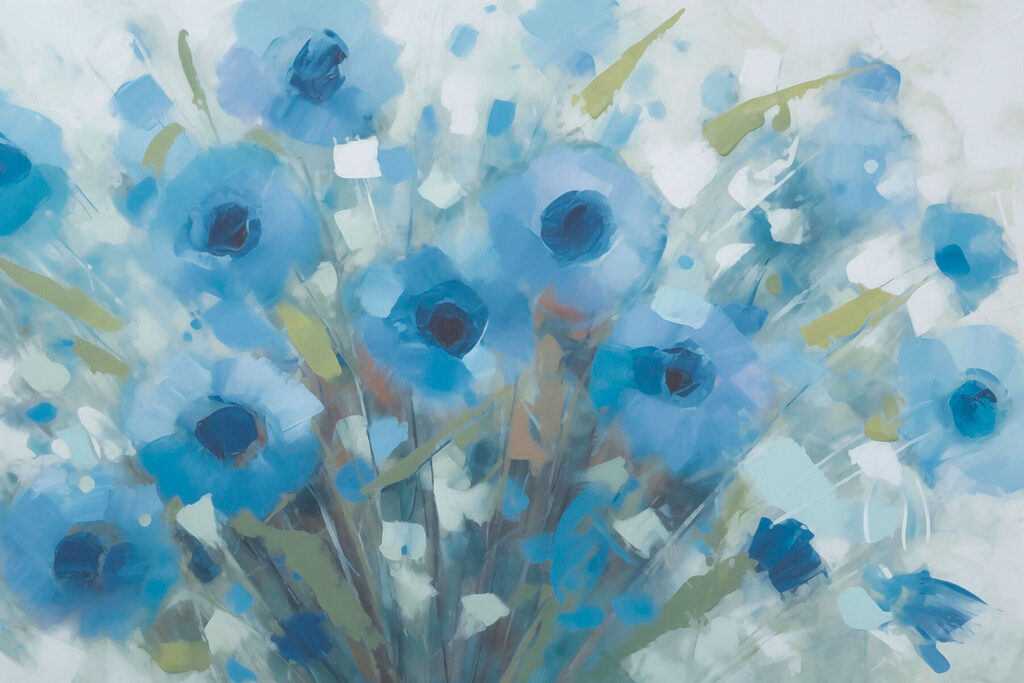 Malerei von blauen Blumen Malerei von blauen Blumen