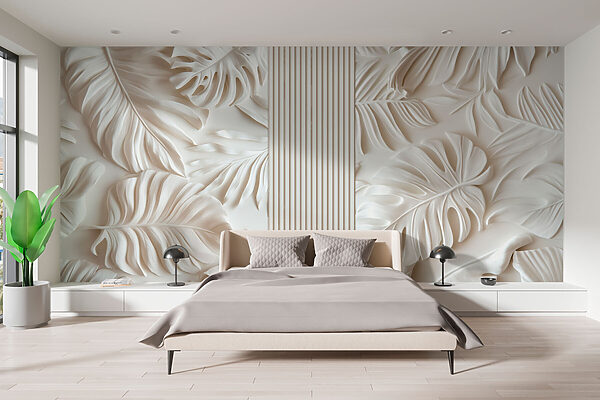 Weiße Wand mit Blättern Weiße Wand mit Blättern