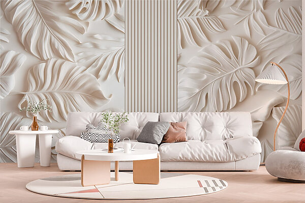 Weiße Wand mit Blättern Weiße Wand mit Blättern