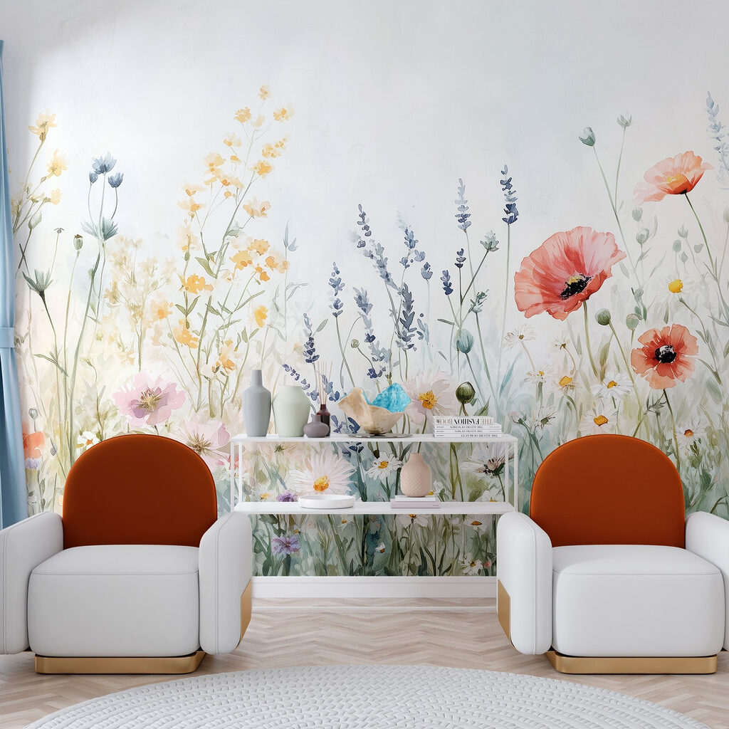 Painting of flowers in a field Painting of flowers in a field