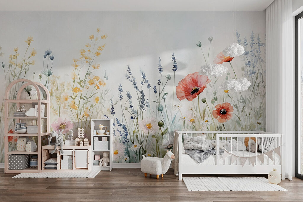 Painting of flowers in a field Painting of flowers in a field