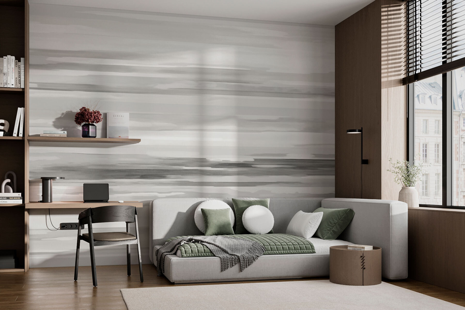 Grey and white striped background