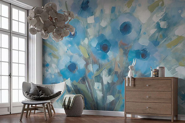 Malerei von blauen Blumen Malerei von blauen Blumen