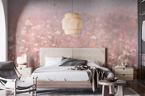 Feld mit rosa Blumen Feld mit rosa Blumen