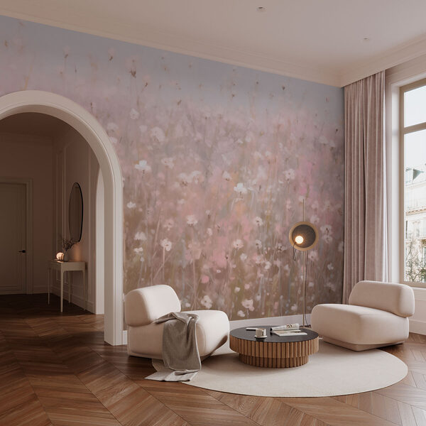 Feld mit rosa Blumen Feld mit rosa Blumen